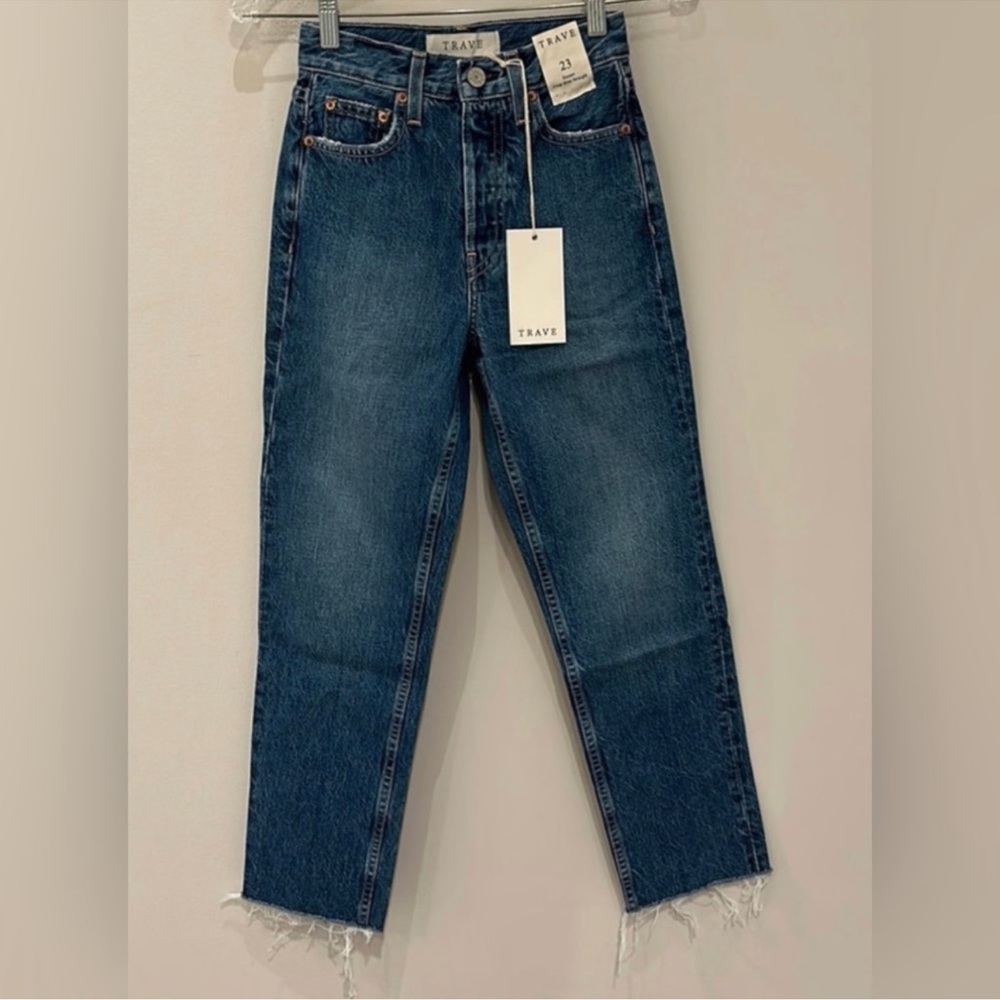 TRAVE Harper Crop Slim Straight Jeans in Atmosphere